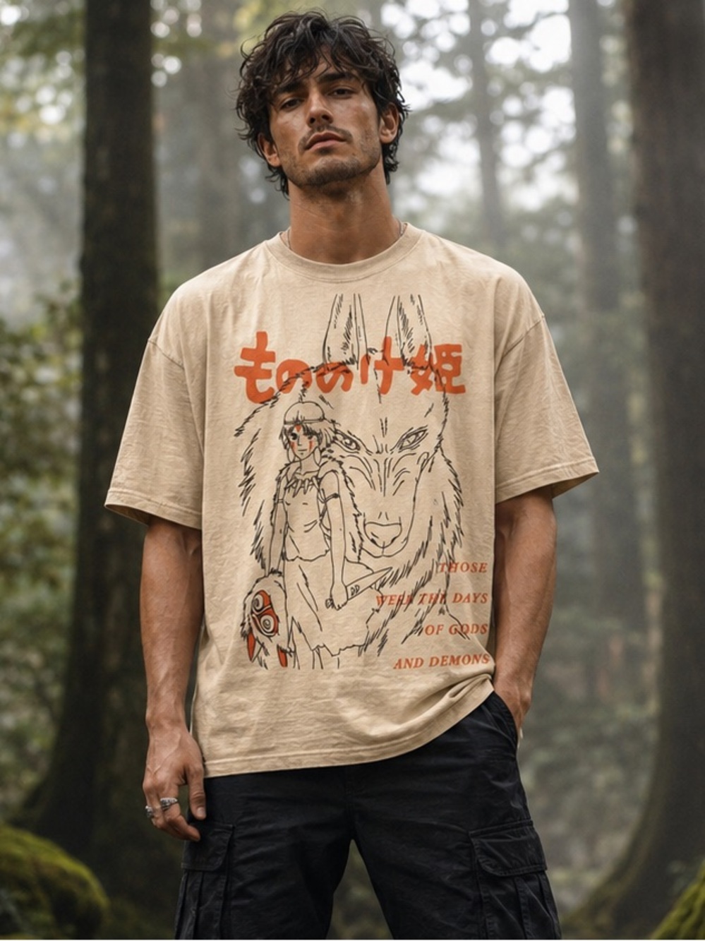 Princess Mononoke Anime Graphic T-Shirt XL Studio Ghibli Tee Hot Topic